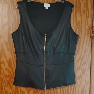 Bisou Bisou Black Zip-Up Vest Tank Top